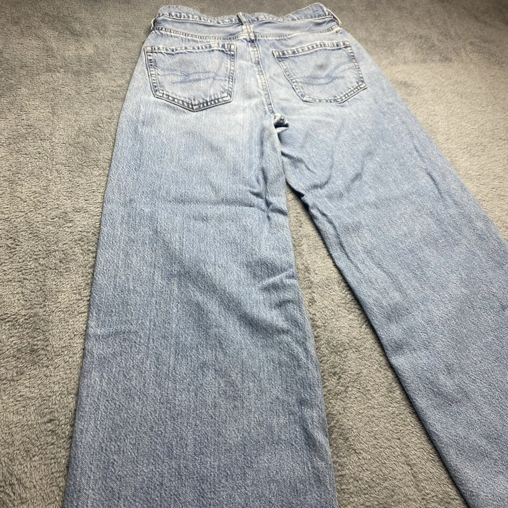 American Eagle Jeans Womens Size 0 Blue Super High Rise Baggy Wide Leg, Denim - Picture 12 of 16